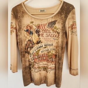 Buffalo Bill's Wild West Graphic Three-Quarter Sleeve Top